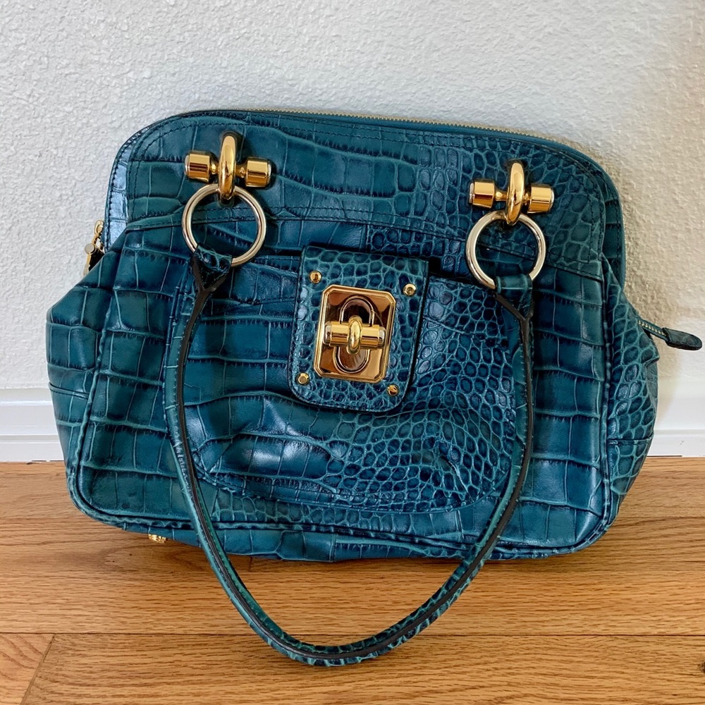 B. Makowsky
A199480 Gold Teal Leather Satchel